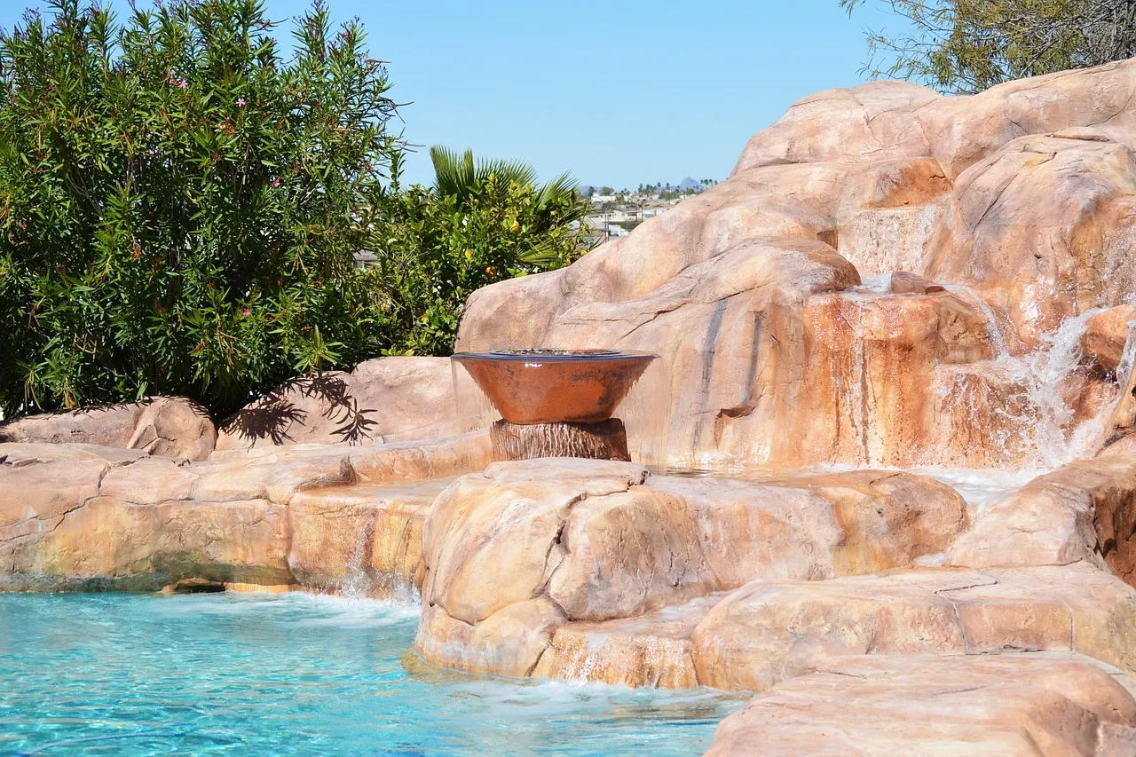 Rock around swimming pool